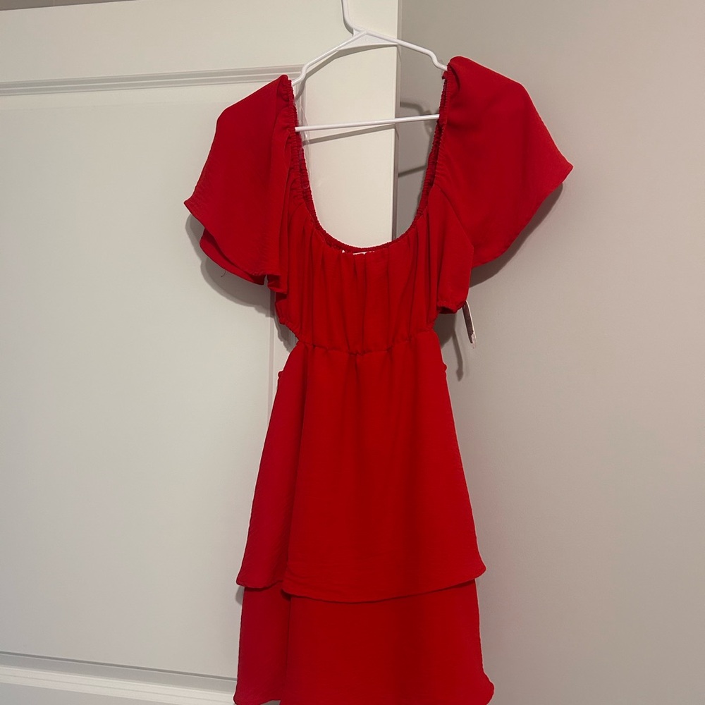 Red Hip Cutout Dress
